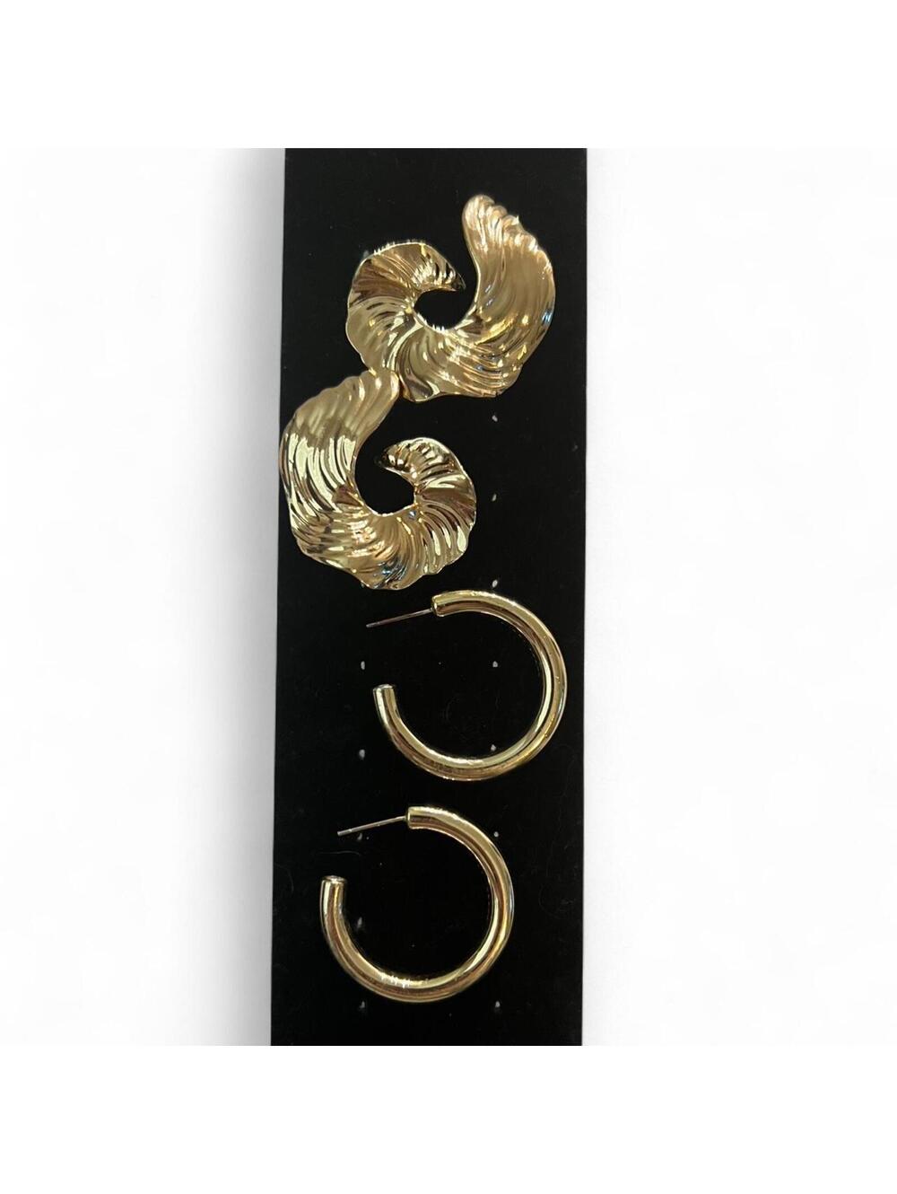 A set of 2 Gold-Toned earrings